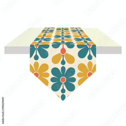Colorful Floral Table Runner Illustration