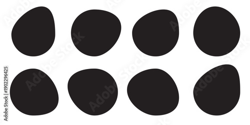 Organic amoeba blob shape vector illustration set Abstract irregular form Flat style Fluid for design and paint Simple amoeba shape Asymmetric spot Clipart of bubble blotch, deform drip