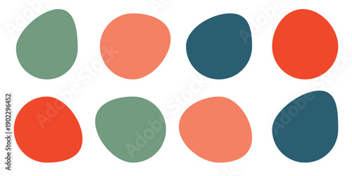 Abstract freeform collection. Simple liquid amorphous shapes. Colourful blob shapes