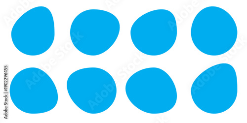 Organic amoeba blob shape vector illustration set Abstract irregular form Flat style Fluid for design and paint Simple amoeba shape Asymmetric spot Clipart of bubble blotch, deform drip