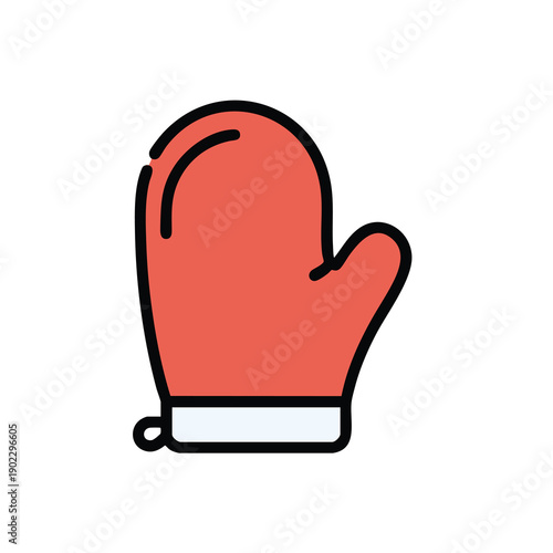 Red Winter Glove Cartoon Illustration