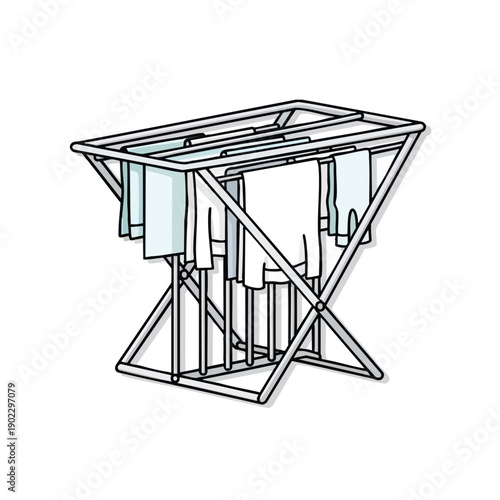 Retractable Clothes Drying Rack Illustration