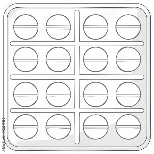 Medical Blister Pack with Twelve Round Pills Tablets Medication Health Treatment Healthcare Concept