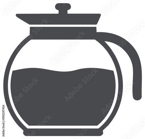 Coffee Pot with Handle and Lid Graphic Icon Illustration