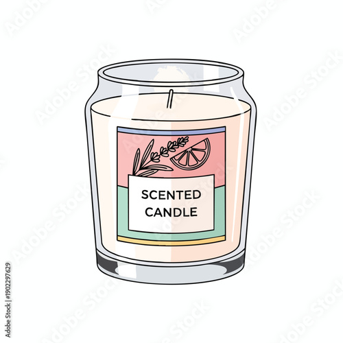Scented Candle in Glass Jar Illustration