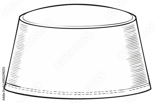 Illustration of a conical hat with stitch detail and shading