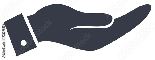 Business hand offering help or support with a simple flat icon style