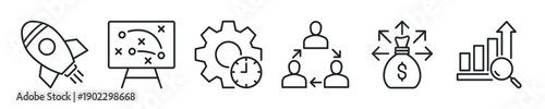 Strategy thin line icon set. Web minimal editable stroke icons