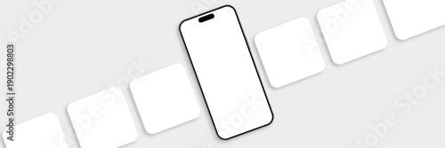 smartphone and Blank Square Social Media Posts Templates. cards carousel vector illustration