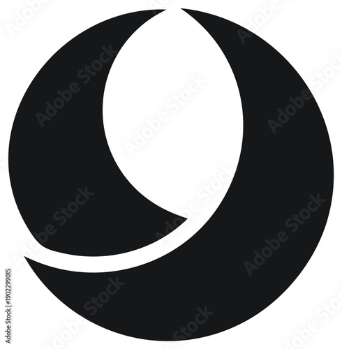 Abstract Circular Symbol or Logo Design in Black and White Illustration