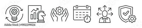 Action plan thin line icon set. Web minimal editable stroke icons