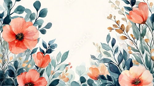 Floral Serenity: Delicate watercolor blossoms and lush foliage create an ambiance of calm, the gentle hues inviting you to find tranquility.