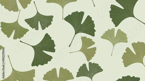 Green Ginkgo leaf pattern seamless background, nature organic texture, botanical design