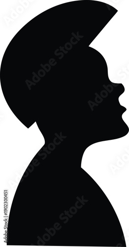 opera singer head tilted silhouette vector illustration on transparent background