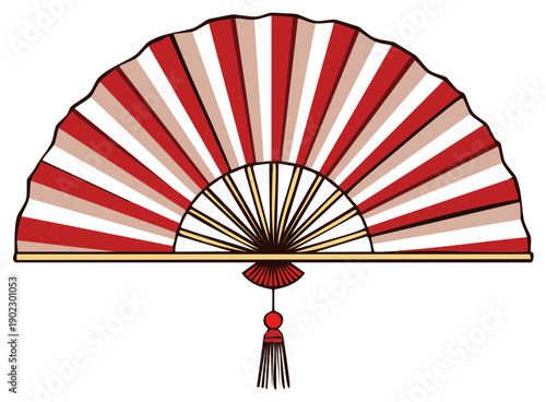 Elegant Vector Illustration of a Decorative Hand Fan, Isolated.