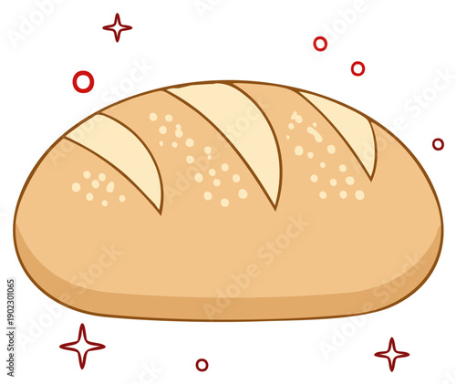 Illustration of Delicious Freshly Baked Bread with Sprinkles and Sparkling Elements
