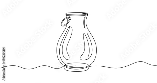 Minimalist one-line art of vase with handle on white background. Non editable stroke