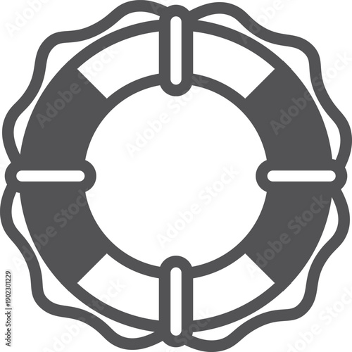 A black and white image of a life preserver
