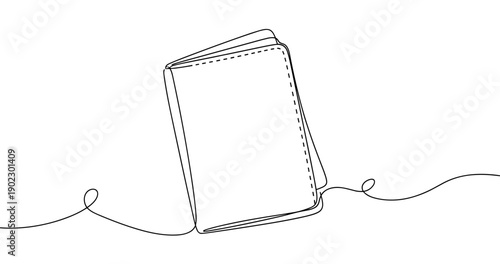 Minimalist book outline with continuous line art design. Non editable stroke