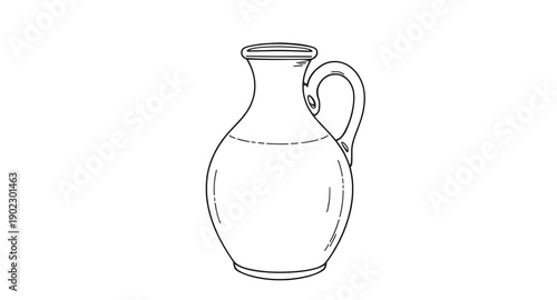 jug, pottery, clay, ceramic, earthenware, vessel, jar, pitcher, handmade, handdrawn, lineart, sketch, outline, minimal, simple, rustic, traditional, vintage, antique, craft, artisan, folk, heritage, c