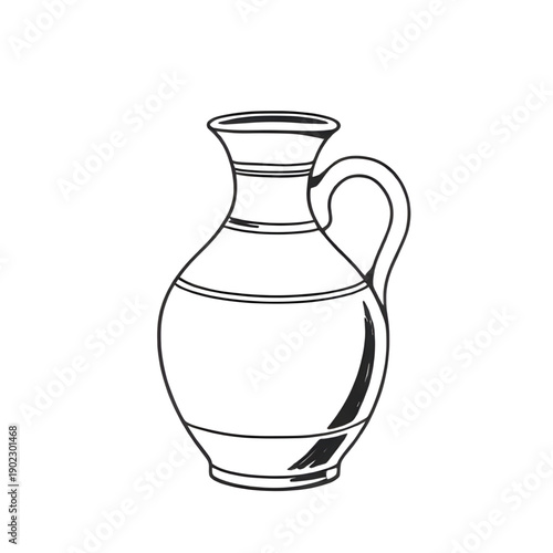 jug, pottery, clay, ceramic, earthenware, vessel, jar, pitcher, handmade, handdrawn, lineart, sketch, outline, minimal, simple, rustic, traditional, vintage, antique, craft, artisan, folk, heritage, c