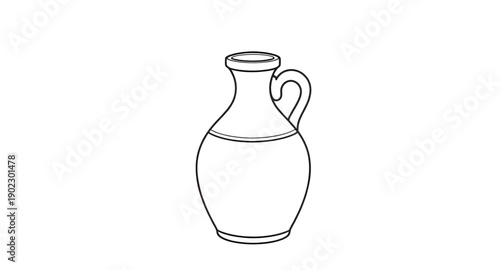 jug, pottery, clay, ceramic, earthenware, vessel, jar, pitcher, traditional, rustic, handmade, handdrawn, sketch, lineart, outline, contour, minimal, simple, vintage, antique, craft, artisan, heritage