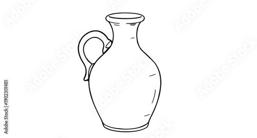jug, pottery, clay, ceramic, earthenware, vessel, jar, pitcher, traditional, rustic, handmade, handdrawn, sketch, lineart, outline, contour, minimal, simple, vintage, antique, craft, artisan, heritage