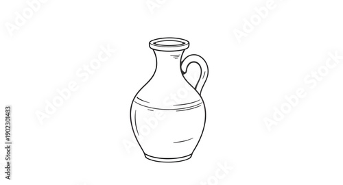 jug, pottery, clay, ceramic, earthenware, vessel, jar, pitcher, traditional, rustic, handmade, handdrawn, sketch, lineart, outline, contour, minimal, simple, vintage, antique, craft, artisan, heritage