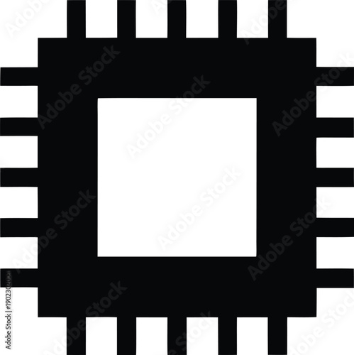 data chip microprocessor silhouette vector illustration on transparent background