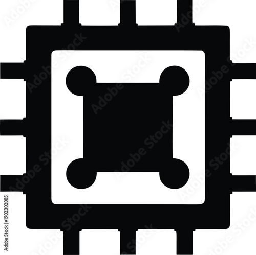 data chip microprocessor silhouette vector illustration on transparent background