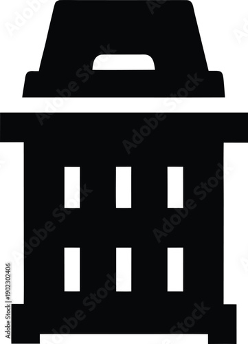 compost bin with lid silhouette vector illustration on transparent background