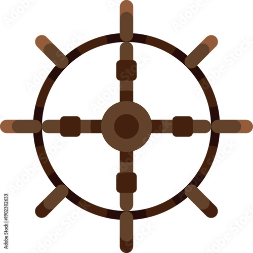 A wooden steering wheel with a cross on it