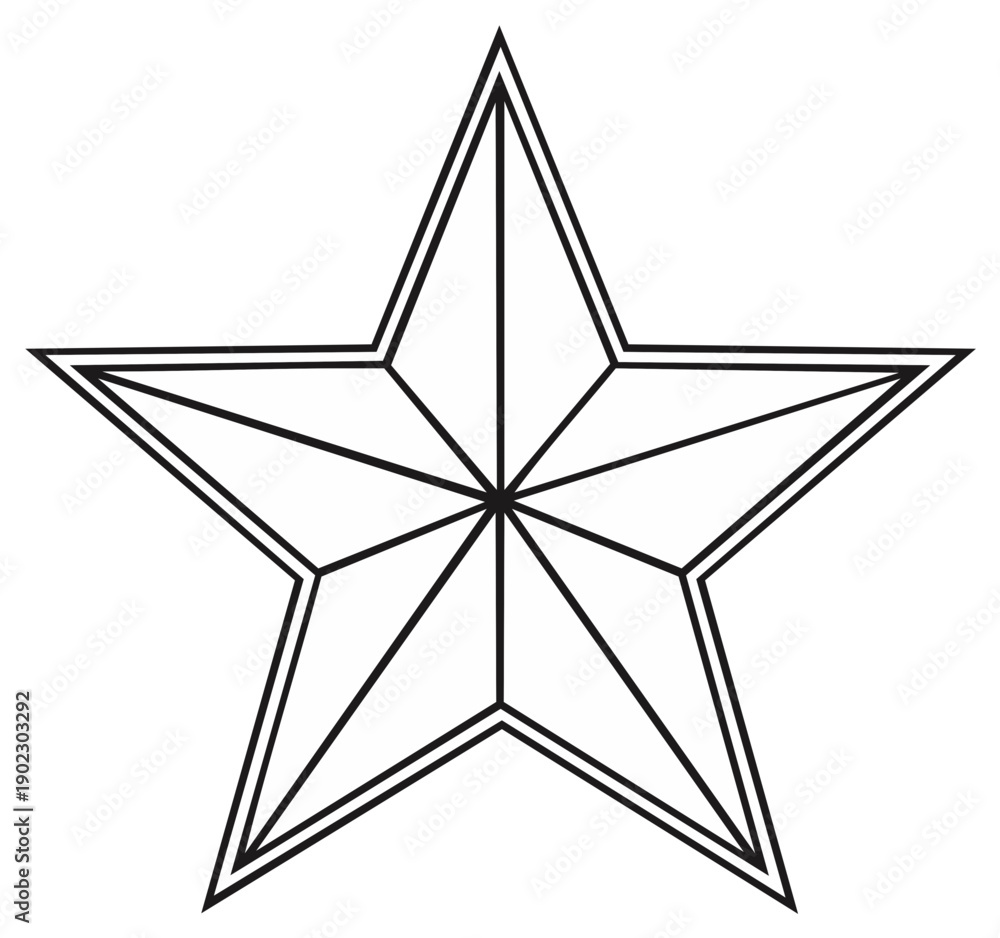 Obraz premium Star Shape Symbol Outline Icon Geometric Sharp Five Pointed Simple Graphic Design