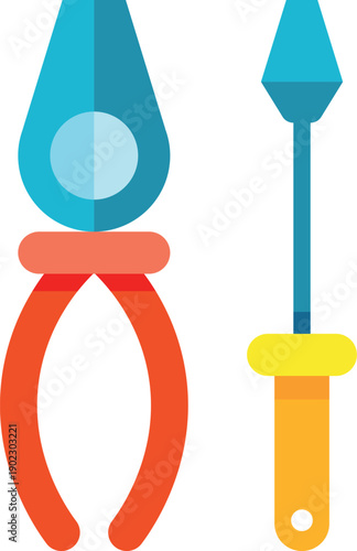 A pair of pliers and a wrench are shown side by side