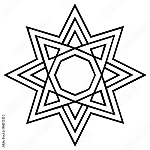 Geometric Star Polygon Vector Illustration Ornate Line Art Design
