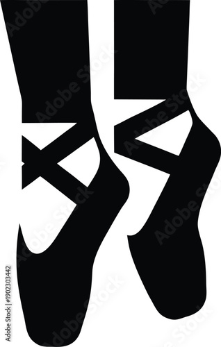 ballet dancer en pointe silhouette vector illustration on transparent background