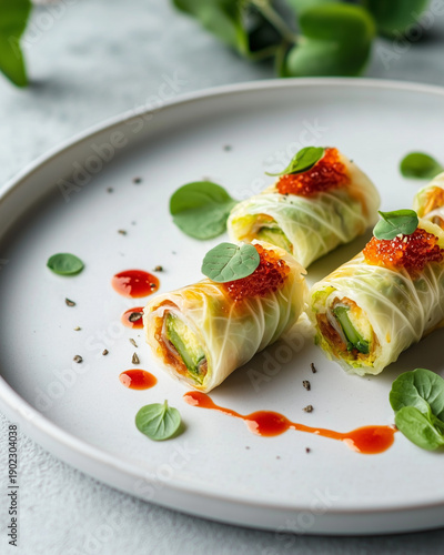 Refined stuffed cabbage rolls served in modern restaurant style