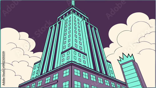 Stunning skyscraper standing tall against cloudy sky