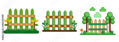 Charming garden fence and trees design elements