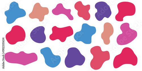 Abstract freeform collection. Simple liquid amorphous shapes. Colourful blob shapes
