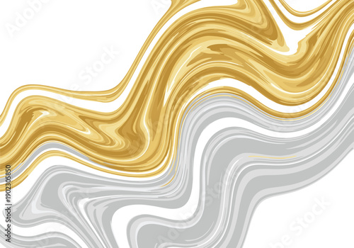 Luxury Gold and Grey Marble Background with Elegant Fluid Swirl Textures on White for Sophisticated Wedding Invitation Stationery and Modern Minimalist Design Vector Illustration