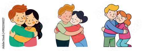 Sweet hugs between happy children showing affection and love