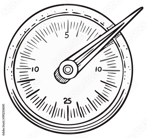 Vintage Gauge Dial Hand Drawn Illustration with Numerical Markings