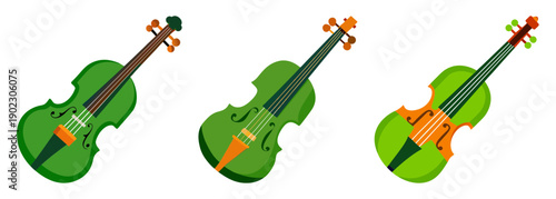 Green irish fiddle graphics for music and st. patrick's day