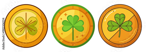 Three lucky pennies with shamrocks for good fortune