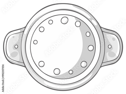 Stylized Cooking Pot Illustration with Handles and Empty Interior Space