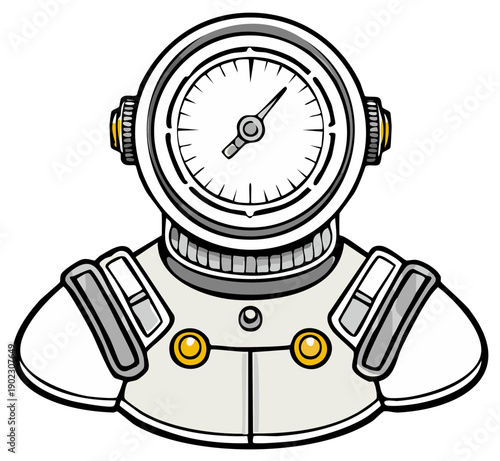 Cartoon Astronaut Costume with Gauge Dial, Helmet and White Spacesuit for Cosplay