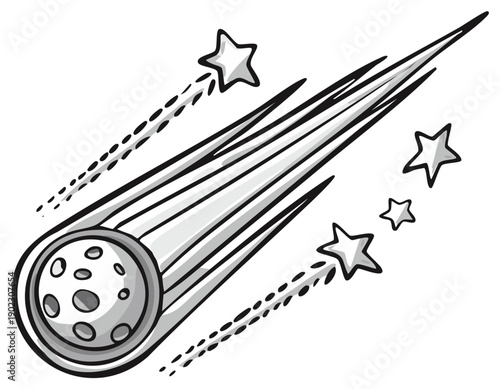 Cartoon Comet and Falling Stars Motion Illustration
