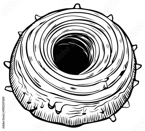 Abstract illustration of a round object with a hole in the center