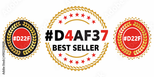 A vibrant badge design proclaiming best seller with red and golden details
